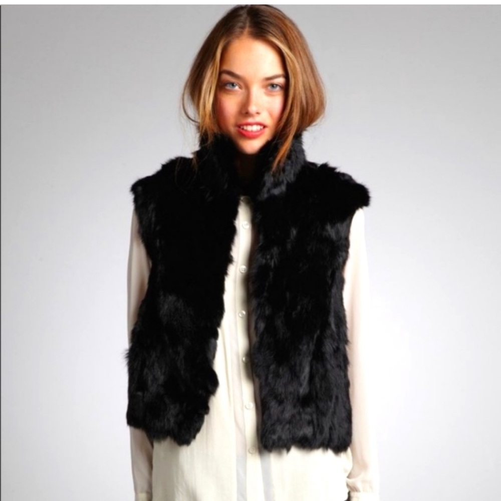Adrienne Landau Black rabbit fur vest